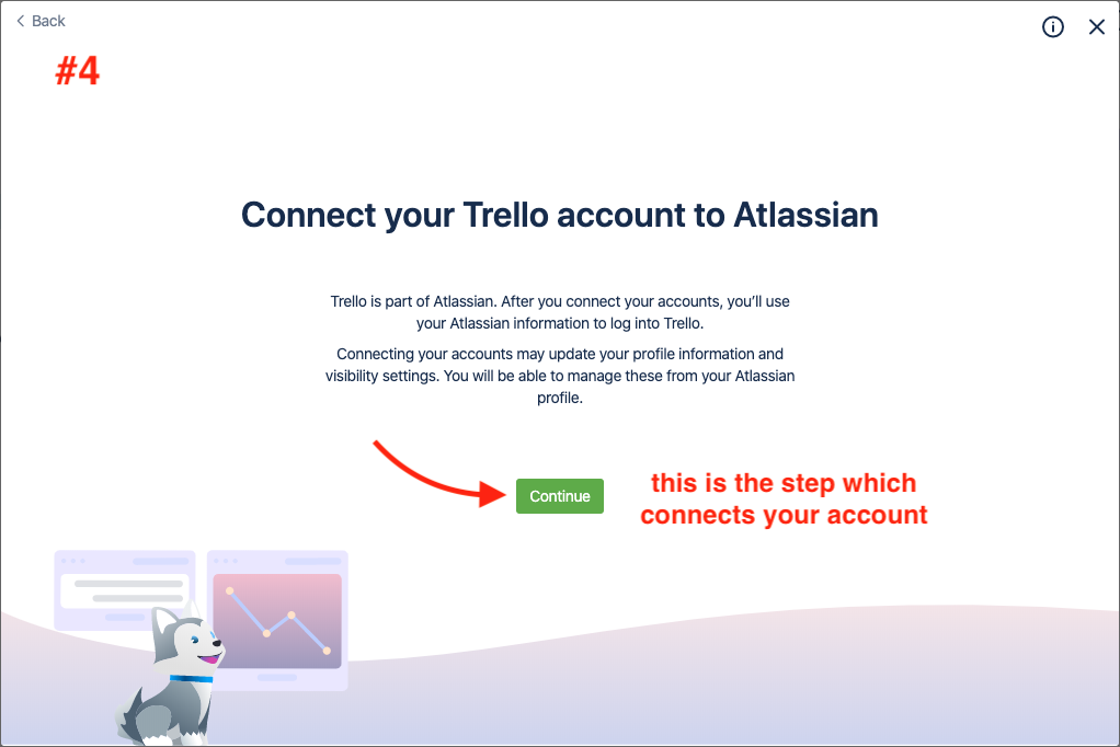 Page requesting to link account to atlassian