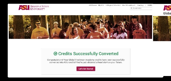 Screenshot of a message showing successful credit conversion