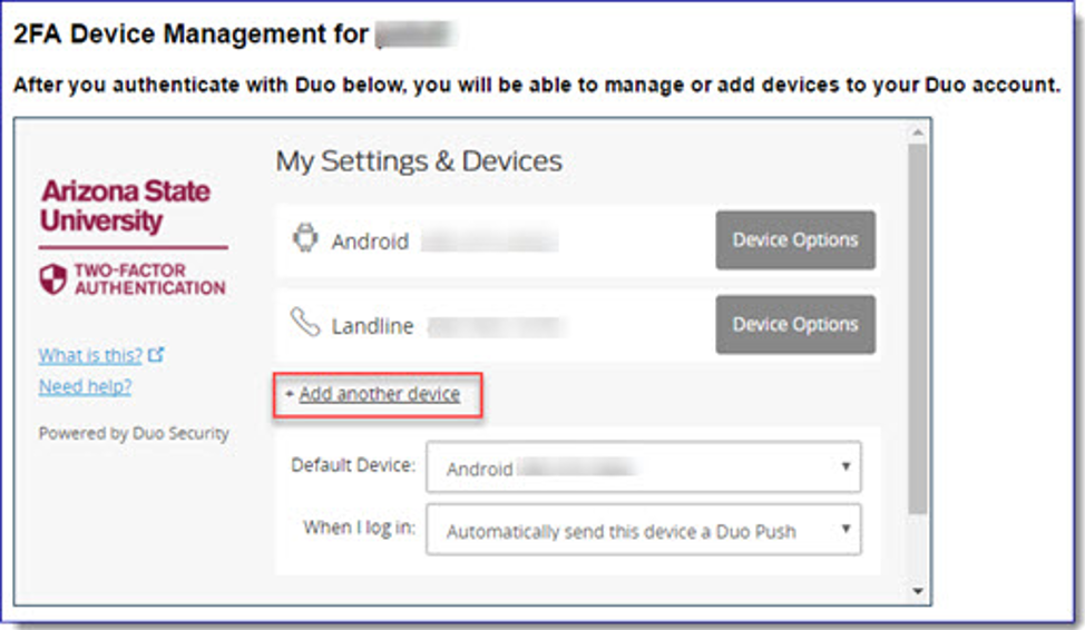 Add a device option within DUO